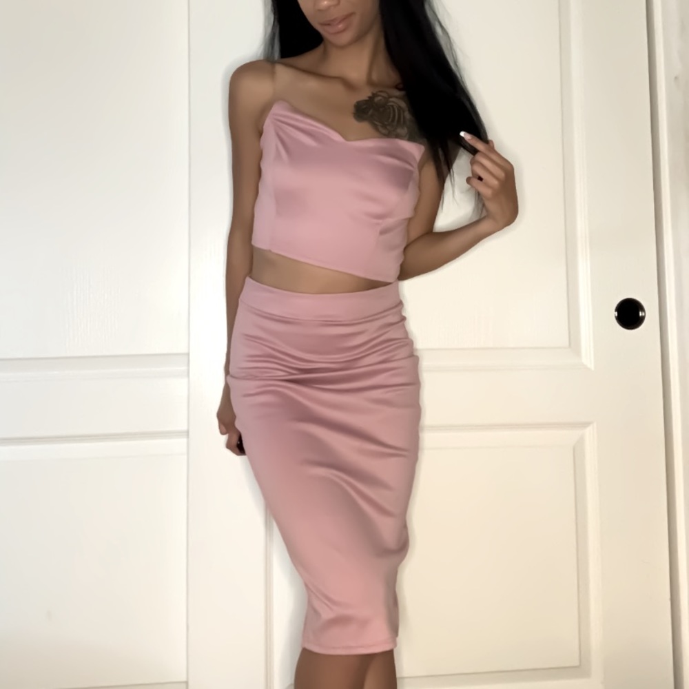 Soft Pink Maxi Skirt set dress